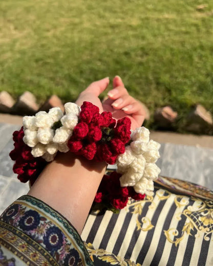 Handmade Crochet pair Gajray – Elegant Floral Hair & Hand Accessories - Eazzy Store
