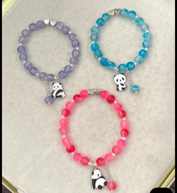 Beads Bracelet with Panda Charm or Necklace | Handmade Gift