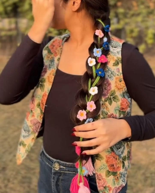 Crochet beautiful colourful flower paranda for girls