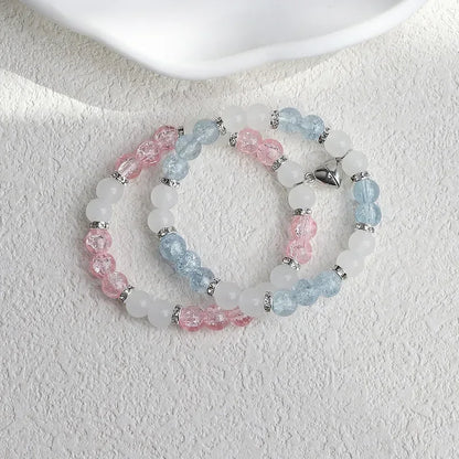 Flower Bead Heart-shaped Magnetic Buckle Couple Bracelet - Eazzy Store