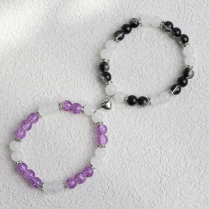 Flower Bead Heart-shaped Magnetic Buckle Couple Bracelet - Eazzy Store