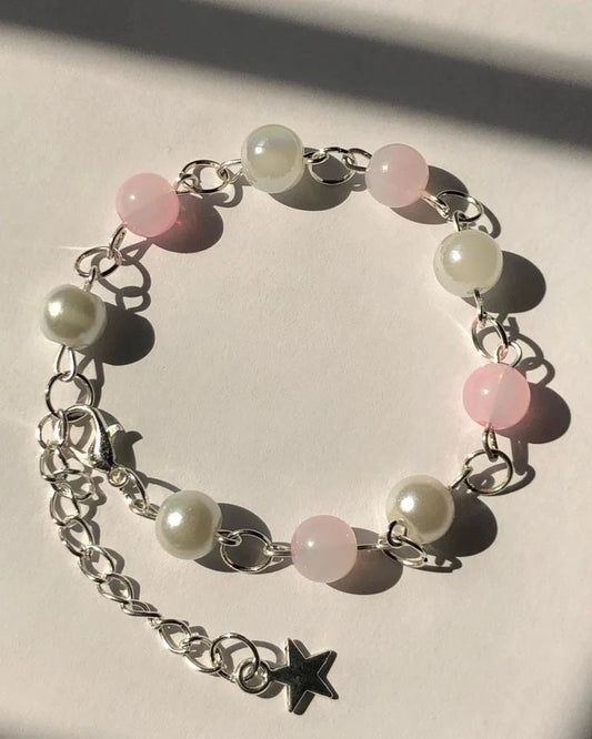 Handmade Y2K Coquette Aesthetic Pearl & Star Charm Bracelet