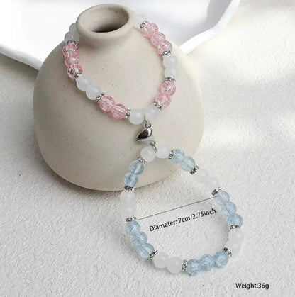 Flower Bead Heart-shaped Magnetic Buckle Couple Bracelet - Eazzy Store