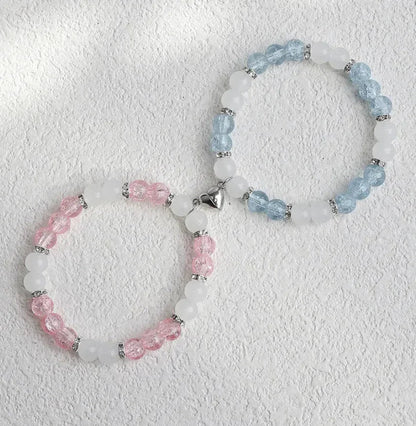 Flower Bead Heart-shaped Magnetic Buckle Couple Bracelet - Eazzy Store