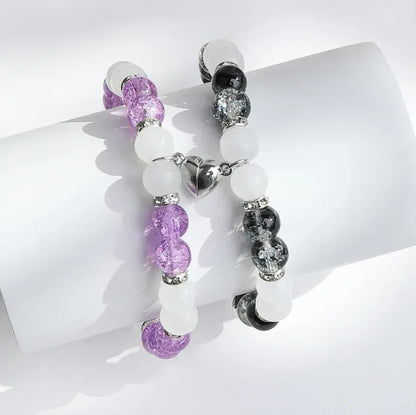 Flower Bead Heart-shaped Magnetic Buckle Couple Bracelet - Eazzy Store