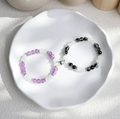 Flower Bead Heart-shaped Magnetic Buckle Couple Bracelet - Eazzy Store