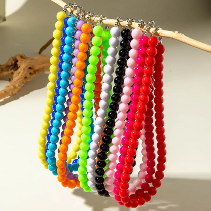 Acrylic Colorful Beaded Necklace Multifunctional Simple Durable Geometric Neutral Dark Accessories