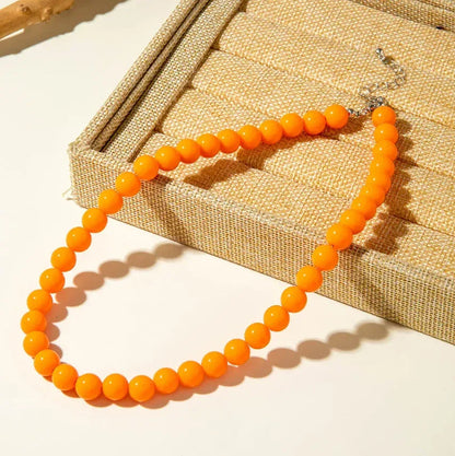 Acrylic Colorful Beaded Necklace Multifunctional Simple Durable Geometric Neutral Dark Accessories - Eazzy Store