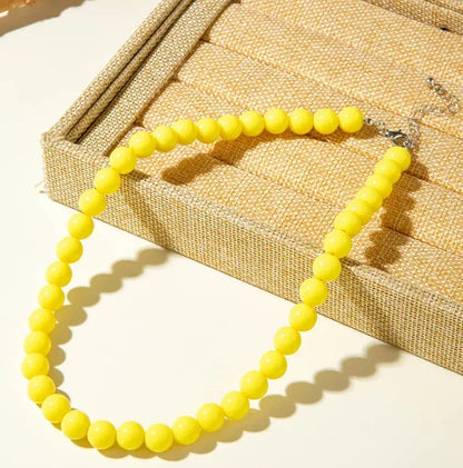Acrylic Colorful Beaded Necklace Multifunctional Simple Durable Geometric Neutral Dark Accessories - Eazzy Store