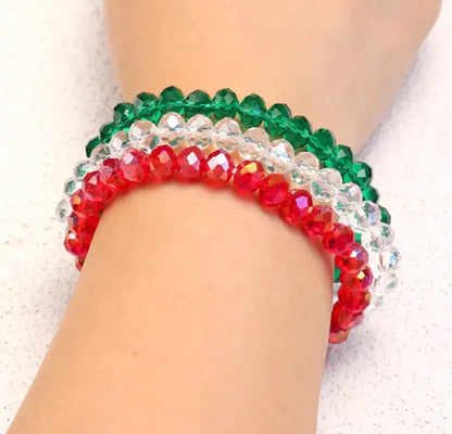 3-piece Set of Artificial Crystal Elastic Bracelets Transparent Bead Bracelets for Women - Eazzy Store