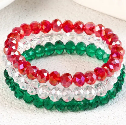 3-piece Set of Artificial Crystal Elastic Bracelets Transparent Bead Bracelets for Women - Eazzy Store