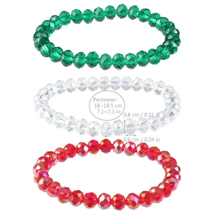 3-piece Set of Artificial Crystal Elastic Bracelets Transparent Bead Bracelets for Women - Eazzy Store