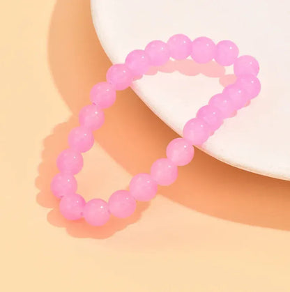 Simple Solid Color Glass Bead Bracelet Handmade Round Bead Bracelet Women's Jewelry - Eazzy Store