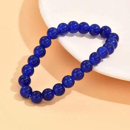 Simple Solid Color Glass Bead Bracelet Handmade Round Bead Bracelet Women's Jewelry - Eazzy Store