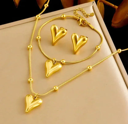 Stainless Steel Ball Chain and Heart Shape Combo Set - Eazzy Store