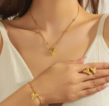 Stainless Steel Ball Chain and Heart Shape Combo Set - Eazzy Store