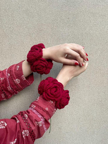 Handmade Crochet pair Gajray – Elegant Floral Hair & Hand Accessories - Eazzy Store