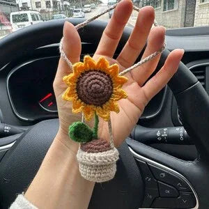 Cutest Sunflower Crochet Car Rearview Mirror Decorator - Eazzy Store