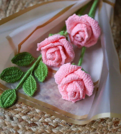 3 PCs Handcrafted Crochet Rose Bouquet - Eazzy Store