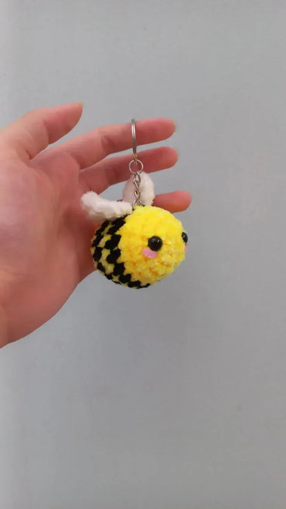 Handmade Crochet Bee Keychain – Cute, Colorful & Aesthetic Key Holder and Bag Charm - Eazzy Store