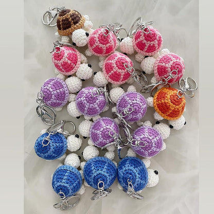 Mini Handmade Crochet Turtle Keychain Crochet Animal Turtles for Keyring Charm Handbag Bag Purse Pendant - Eazzy Store