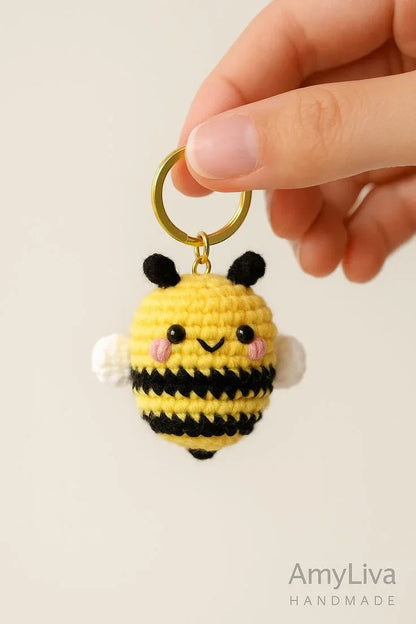 Handmade Crochet Bee Keychain – Cute, Colorful & Aesthetic Key Holder and Bag Charm - Eazzy Store