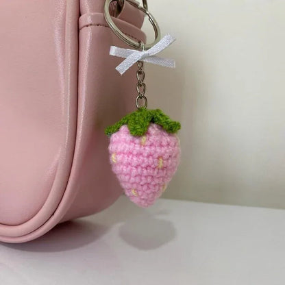 Handmade Crochet Strawberry Keychain – Cute & Colorful Key Holder and Bag Charm - Eazzy Store
