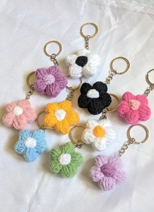 Crochet Beautiful Puff Flower Keychain - Eazzy Store