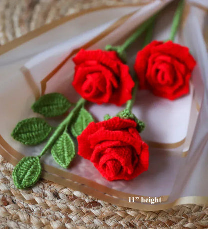 3 PCs Handcrafted Crochet Rose Bouquet - Eazzy Store