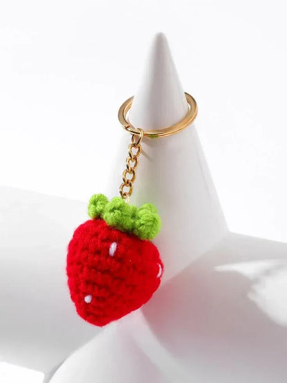 Handmade Crochet Strawberry Keychain – Cute & Colorful Key Holder and Bag Charm - Eazzy Store